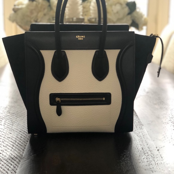 MINI LUGGAGE BAG IN BLACK & WHITE GRAINED CALFSKIN - Picture 7 of 13